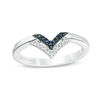 Thumbnail Image 0 of Vera Wang Love Collection Blue Sapphire and 0.04 CT. T.W. Diamond Double Chevron Ring in 14K White Gold