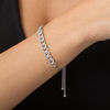 Thumbnail Image 1 of 0.10 CT. T.W. Diamond Interlocking Curb Link Bolo Bracelet in Sterling  - 9.5"