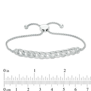 0.10 CT. T.W. Diamond Interlocking Curb Link Bolo Bracelet in Sterling  - 9.5"