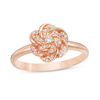 Thumbnail Image 1 of 0.10 CT. T.W. Diamond Double Flower Ring in 10K Rose Gold