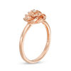 Thumbnail Image 2 of 0.10 CT. T.W. Diamond Double Flower Ring in 10K Rose Gold