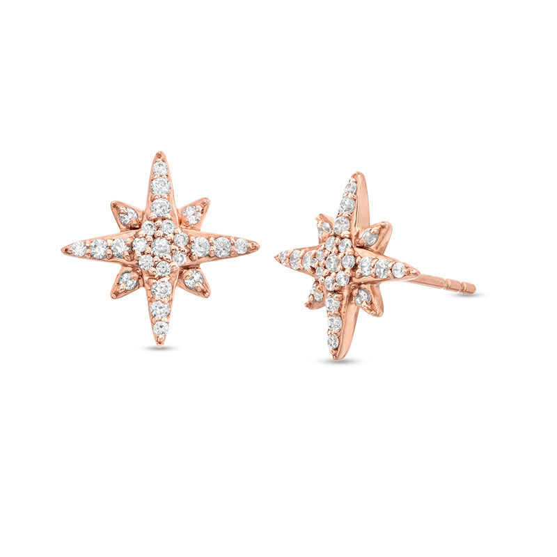 Main Image 1 of 0.20 CT. T.W. Diamond Starburst Stud Earrings in 10K Rose Gold