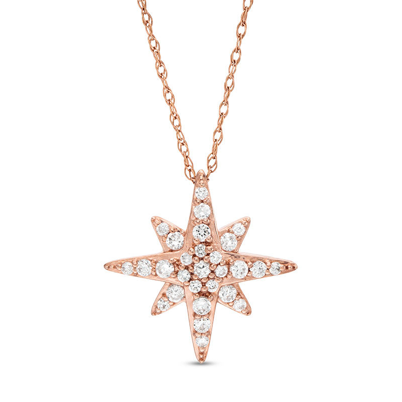 0.20 CT. T.W. Diamond Starburst Star Pendant in 10K Rose Gold|Peoples Jewellers