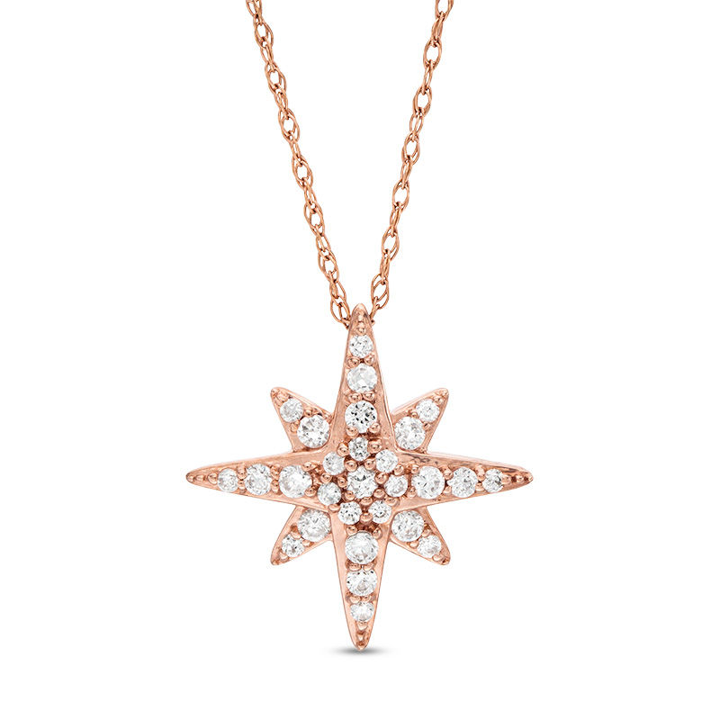 0.20 CT. T.W. Diamond Starburst Star Pendant in 10K Rose Gold