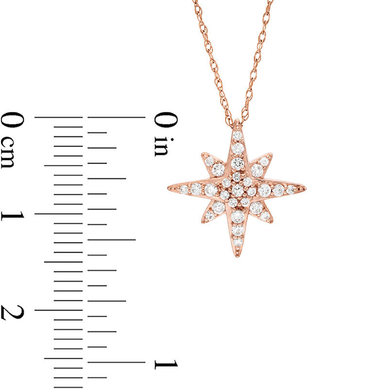 0.20 CT. T.W. Diamond Starburst Star Pendant in 10K Rose Gold