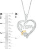 Diamond Accent "Mom" Heart Dog Paw Print Pendant in Sterling Silver and 10K Gold
