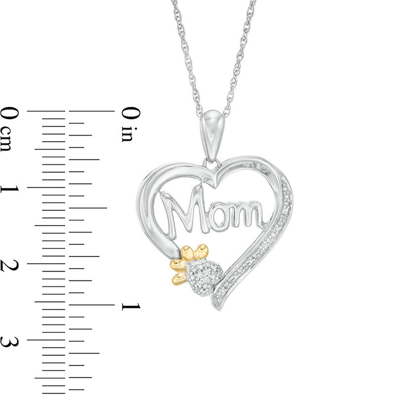 Main Image 3 of Diamond Accent "Mom" Heart Dog Paw Print Pendant in Sterling Silver and 10K Gold