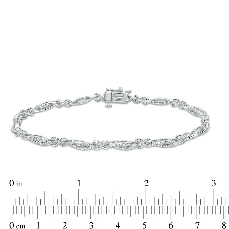 Main Image 4 of 1.01 CT. T.W. Diamond Infinity Station Bracelet in 10K White Gold