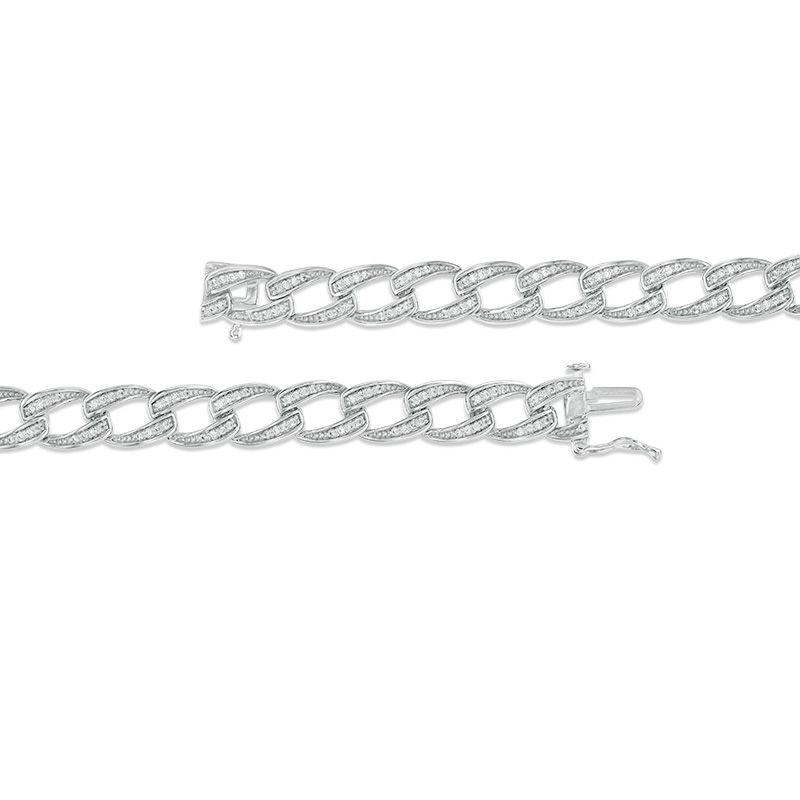 Main Image 3 of 0.76 CT. T.W. Diamond Chain Link Bracelet in Sterling Silver