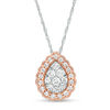 Thumbnail Image 1 of 0.33 CT. T.W. Composite Diamond Pear-Shaped Frame Pendant in 10K Two-Tone Gold