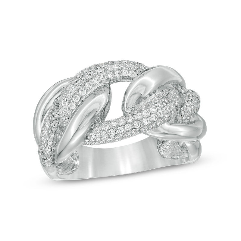 0.62 CT. T.W. Diamond Pavé Interlocking Band in 10K White Gold