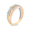 Thumbnail Image 1 of 0.25 CT. T.W. Diamond Three Piece Stackable Band Set in 10K Tri-Tone Gold