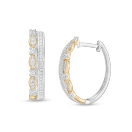 0.33 CT. T.W. Diamond Double Row Hoop Earrings in 10K Two-Tone Gold