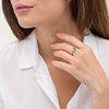 Thumbnail Image 2 of Oval Emerald and 0.085 CT. T.W. Diamond Frame Vintage-Style Ring in 10K Gold