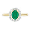 Thumbnail Image 3 of Oval Emerald and 0.085 CT. T.W. Diamond Frame Vintage-Style Ring in 10K Gold