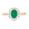 Thumbnail Image 4 of Oval Emerald and 0.085 CT. T.W. Diamond Frame Vintage-Style Ring in 10K Gold