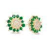Thumbnail Image 0 of Emerald and 0.085 CT. T.W. Composite Diamond Flower Stud Earrings in 10K Gold