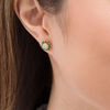 Thumbnail Image 1 of Emerald and 0.085 CT. T.W. Composite Diamond Flower Stud Earrings in 10K Gold