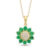 Thumbnail Image 0 of Emerald and 0.085 CT. T.W. Composite Diamond Flower Pendant in 10K Gold