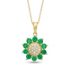 Thumbnail Image 1 of Emerald and 0.085 CT. T.W. Composite Diamond Flower Pendant in 10K Gold