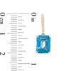 Thumbnail Image 3 of Emerald-Cut London Blue Topaz and 0.04 CT. T.W. Diamond Drop Earrings in 10K Gold