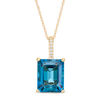 Thumbnail Image 1 of Emerald-Cut London Blue Topaz and Diamond Accent Drop Pendant in 10K Gold