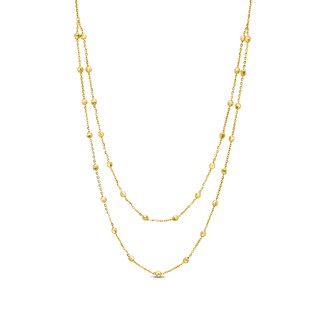 Diamond-Cut Bead Station Double Strand Necklace in 14K Gold - 17"