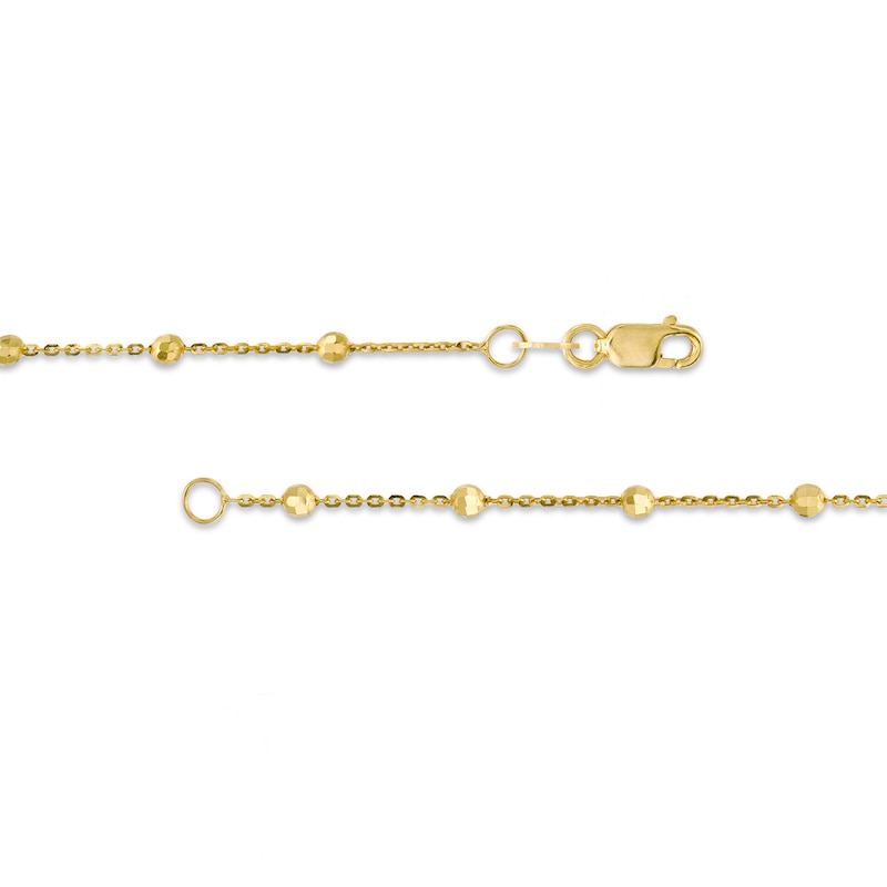 Diamond-Cut Bead Station Double Strand Necklace in 14K Gold - 17"