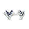 Thumbnail Image 0 of Vera Wang Love Collection Blue Sapphire and 0.065 CT. T.W. Diamond Chevron Stud Earrings in Sterling Silver