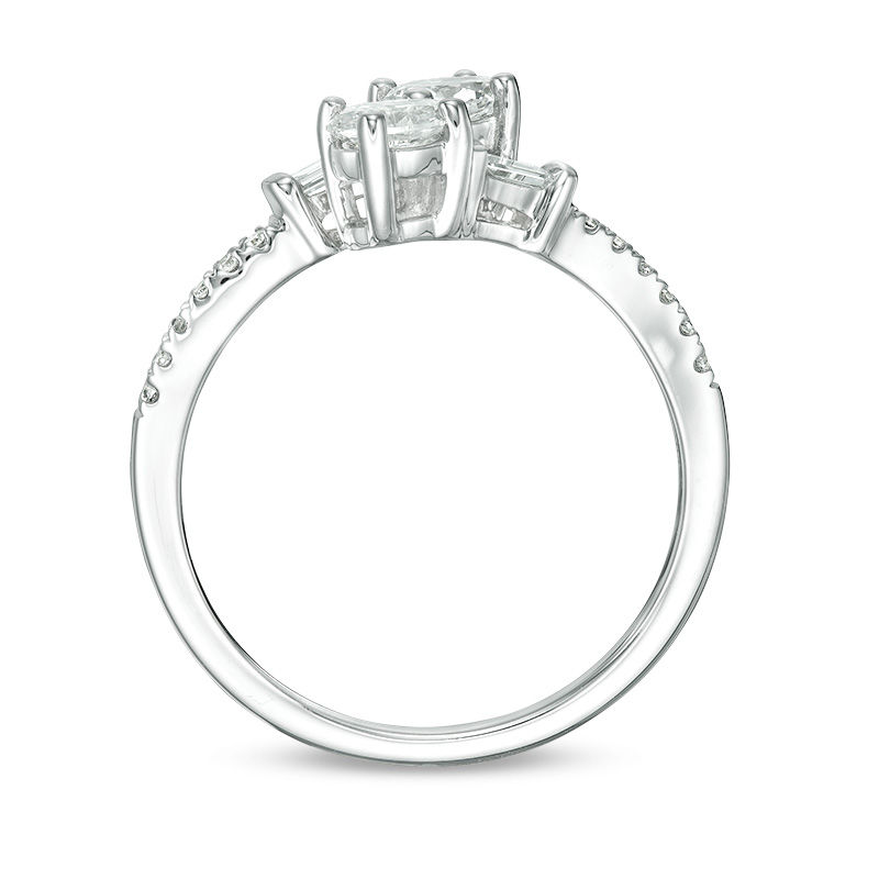 Main Image 3 of Ever Us™ 0.63 CT. T.W. Two-Stone Oval Diamond Bypass Ring in 14K White Gold