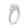 Thumbnail Image 2 of 1.63 CT. T.W. Certified Emerald-Cut Diamond Past Present Future® Frame Engagement Ring in 14K White Gold (I/SI2)