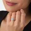 Thumbnail Image 3 of 1.63 CT. T.W. Certified Emerald-Cut Diamond Past Present Future® Frame Engagement Ring in 14K White Gold (I/SI2)