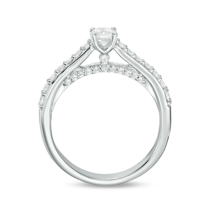 Perfect Fit 1.00 CT. T.W. Diamond Interlocking Bridal Set in 14K White Gold