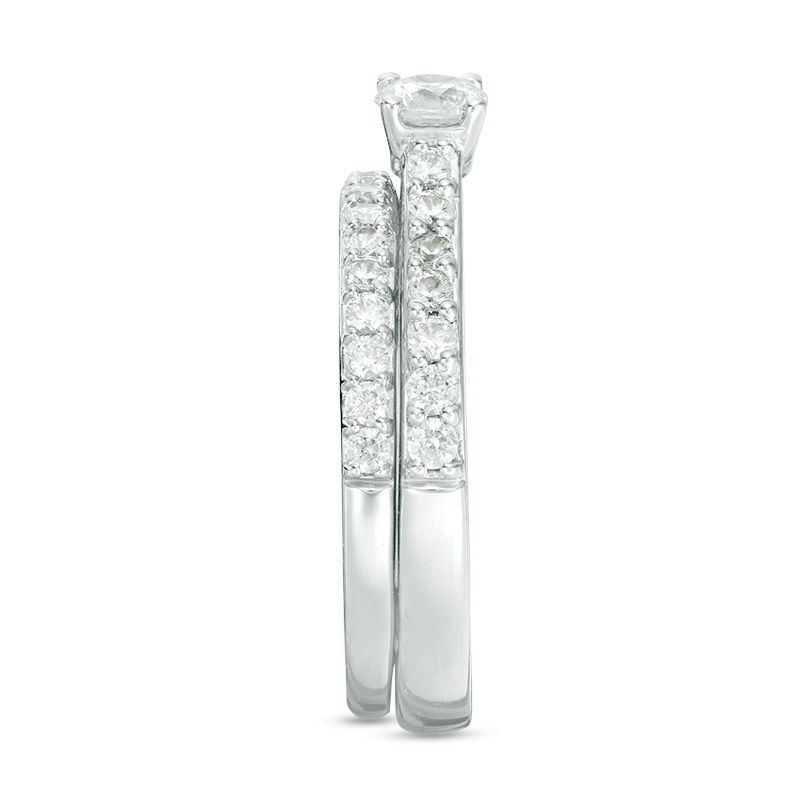 Main Image 5 of Perfect Fit 1.00 CT. T.W. Diamond Interlocking Bridal Set in 14K White Gold