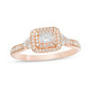 Thumbnail Image 0 of 0.45 CT. T.W. Emerald-Cut Diamond Frame Tri-Sides Engagement Ring in 14K Rose Gold