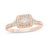Thumbnail Image 1 of 0.45 CT. T.W. Emerald-Cut Diamond Frame Tri-Sides Engagement Ring in 14K Rose Gold