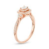 Thumbnail Image 1 of 0.45 CT. T.W. Emerald-Cut Diamond Frame Tri-Sides Engagement Ring in 14K Rose Gold