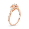 Thumbnail Image 2 of 0.45 CT. T.W. Emerald-Cut Diamond Frame Tri-Sides Engagement Ring in 14K Rose Gold
