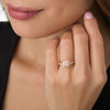 Thumbnail Image 2 of 0.45 CT. T.W. Emerald-Cut Diamond Frame Tri-Sides Engagement Ring in 14K Rose Gold