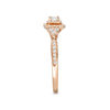 Thumbnail Image 4 of 0.45 CT. T.W. Emerald-Cut Diamond Frame Tri-Sides Engagement Ring in 14K Rose Gold