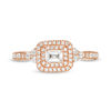 Thumbnail Image 5 of 0.45 CT. T.W. Emerald-Cut Diamond Frame Tri-Sides Engagement Ring in 14K Rose Gold