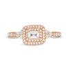 Thumbnail Image 6 of 0.45 CT. T.W. Emerald-Cut Diamond Frame Tri-Sides Engagement Ring in 14K Rose Gold