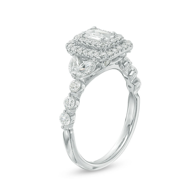 1.45 CT. T.W. Emerald-Cut  Diamond Double Frame Engagement Ring in 14K White Gold|Peoples Jewellers