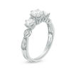 Thumbnail Image 1 of Celebration Canadian Ideal 1.10 CT. T.W. Diamond Three Stone Vintage-Style Engagement Ring in 14K White Gold (I/I1)