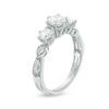 Thumbnail Image 2 of Celebration Canadian Ideal 1.10 CT. T.W. Certified Diamond Three Stone Vintage-Style Engagement Ring in 14K White Gold (I/I1)