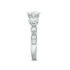 Thumbnail Image 4 of Celebration Canadian Ideal 1.10 CT. T.W. Certified Diamond Three Stone Vintage-Style Engagement Ring in 14K White Gold (I/I1)
