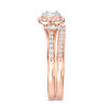 Thumbnail Image 4 of Perfect Fit 0.50 CT. T.W. Baguette and Round Diamond Frame Interlocking Bridal Set in 14K Rose Gold