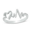 Thumbnail Image 0 of 0.065 CT. T.W. Diamond Heartbeat and Heart Ring in Sterling Silver