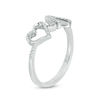 Thumbnail Image 1 of 0.065 CT. T.W. Diamond Heartbeat and Heart Ring in Sterling Silver