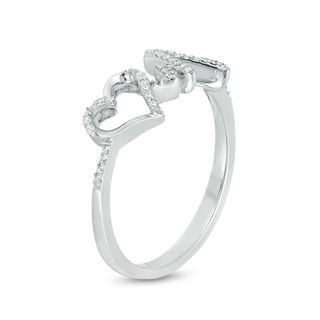 0.065 CT. T.W. Diamond Heartbeat and Heart Ring in Sterling Silver